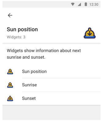 Widgets de coucher et lever du soleil