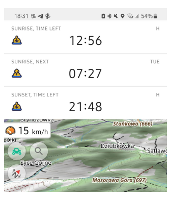 Widgets de coucher et lever du soleil