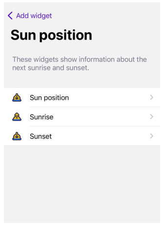Widgets de coucher et lever du soleil