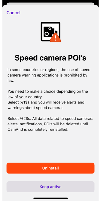 Paramètres généraux Radars Android