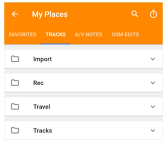 Menu I miei luoghi Android