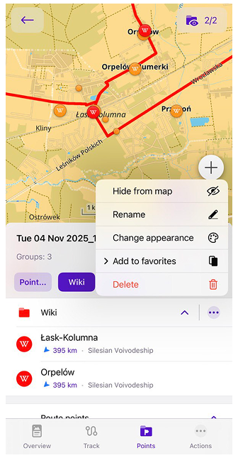 Spoormenu Groepsmenu iOS