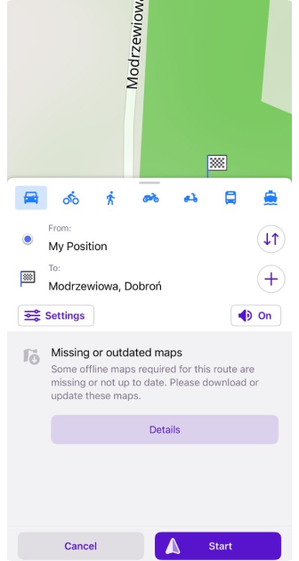 Navigasyon iOS oluşturulurken harita yok mesajı
